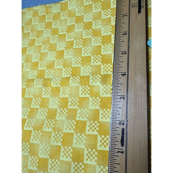 Vintage Yellow & Yellow Checkerboard Fabric 26" x 44" Retro Geometric Pattern fo - Picture 4 of 4